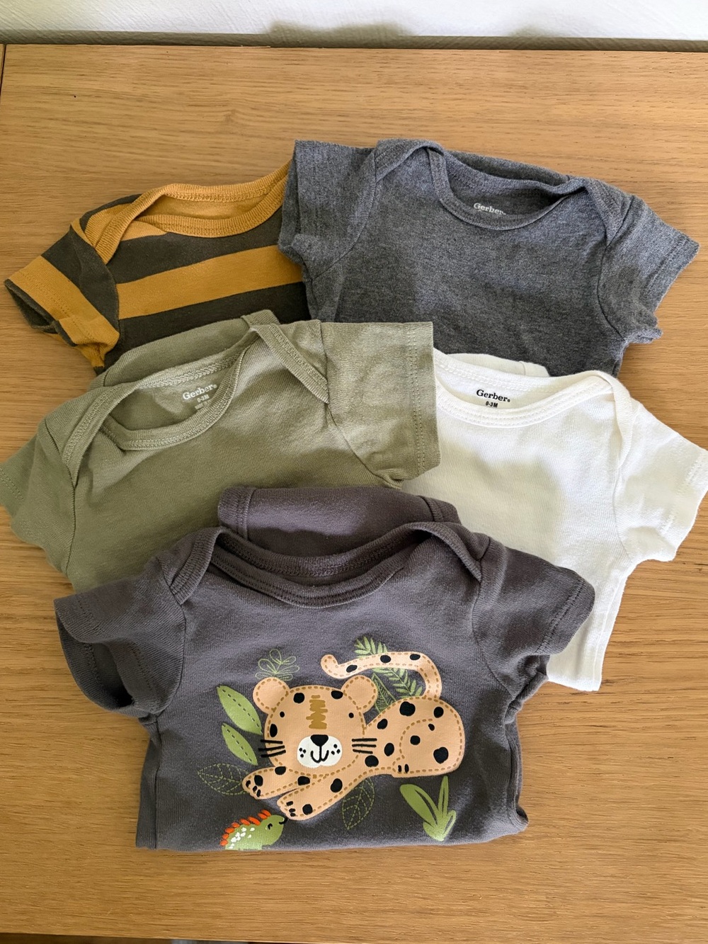 Gerber Short Sleeve Tees in Gray, Olive & Mustard Stripe